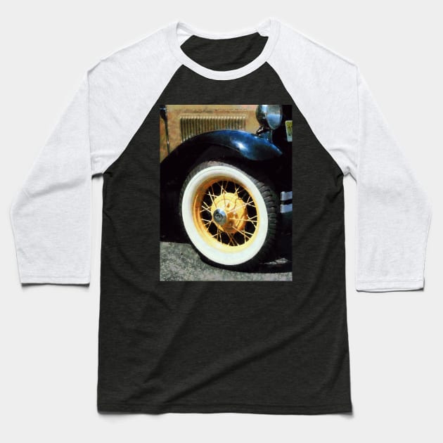 Cars - Car Wheel Closeup Baseball T-Shirt by SusanSavad